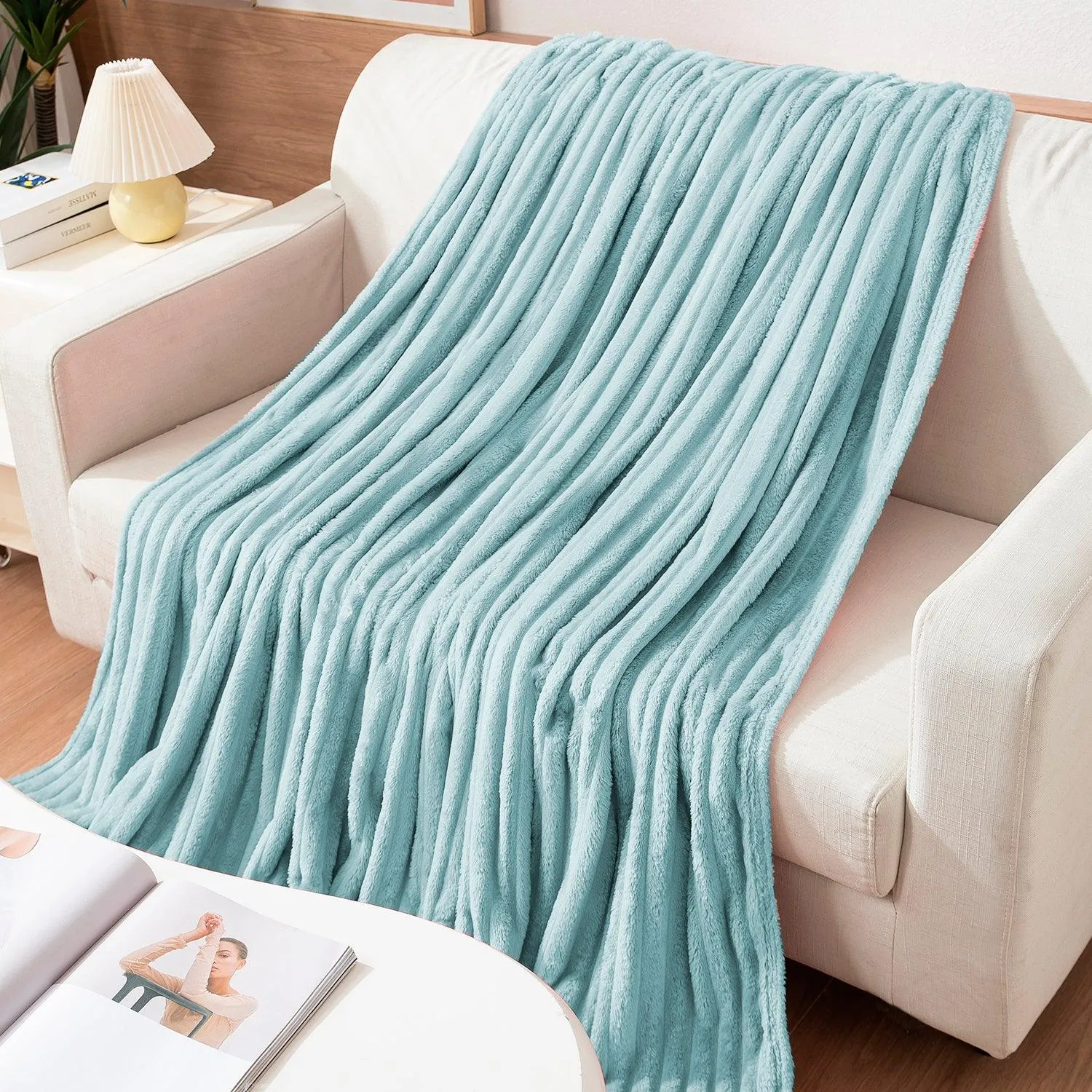 HOKIPO AC Blanket Double Bed Queen, 200x230 cm / 6.5x7.5 feet, Sky Blue