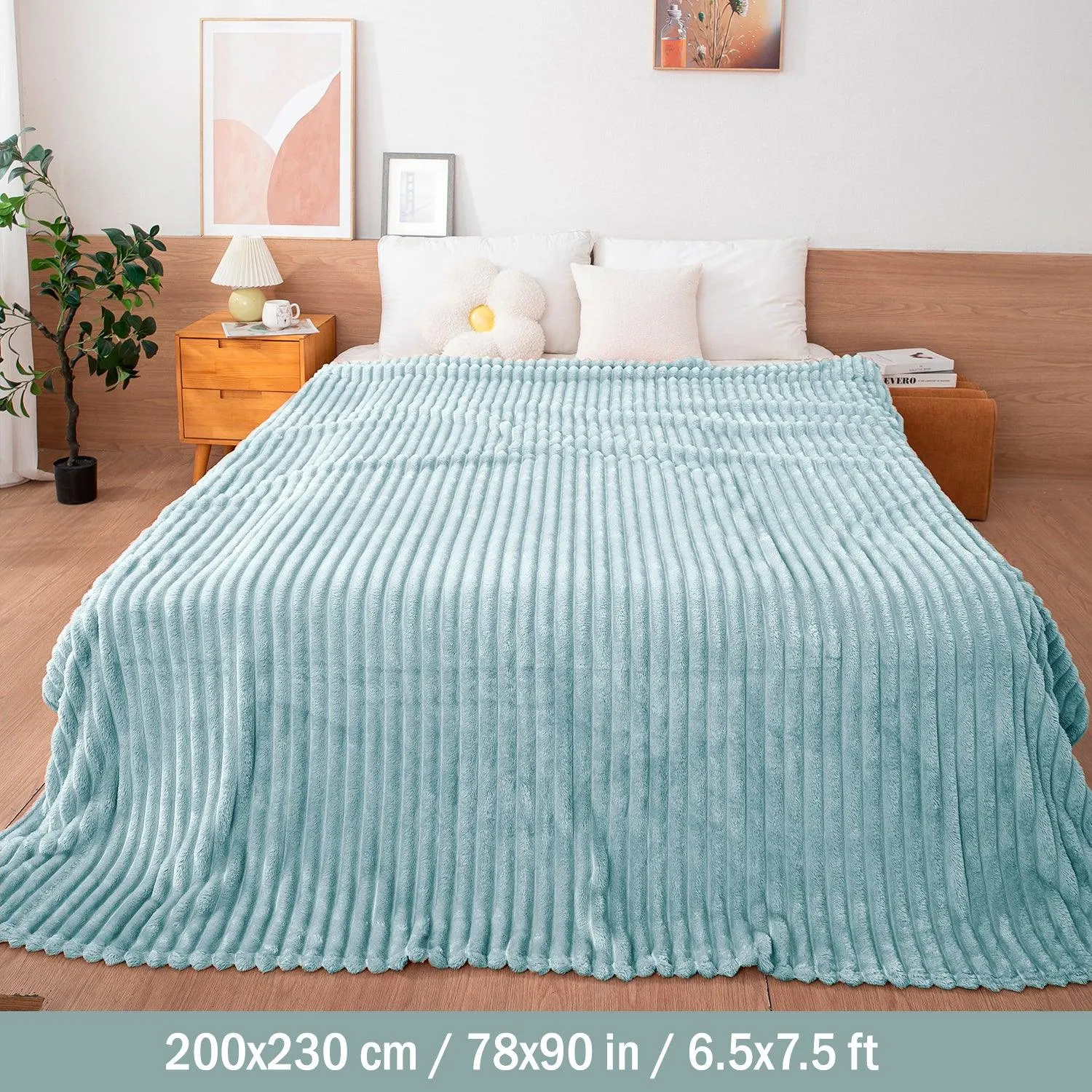 HOKIPO AC Blanket Double Bed Queen, 200x230 cm / 6.5x7.5 feet, Sky Blue