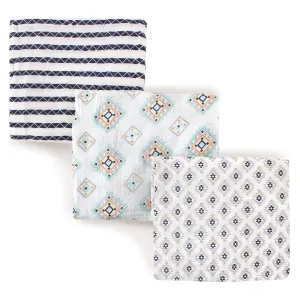 Hudson Baby Cotton Muslin Swaddle Blankets, Aztec