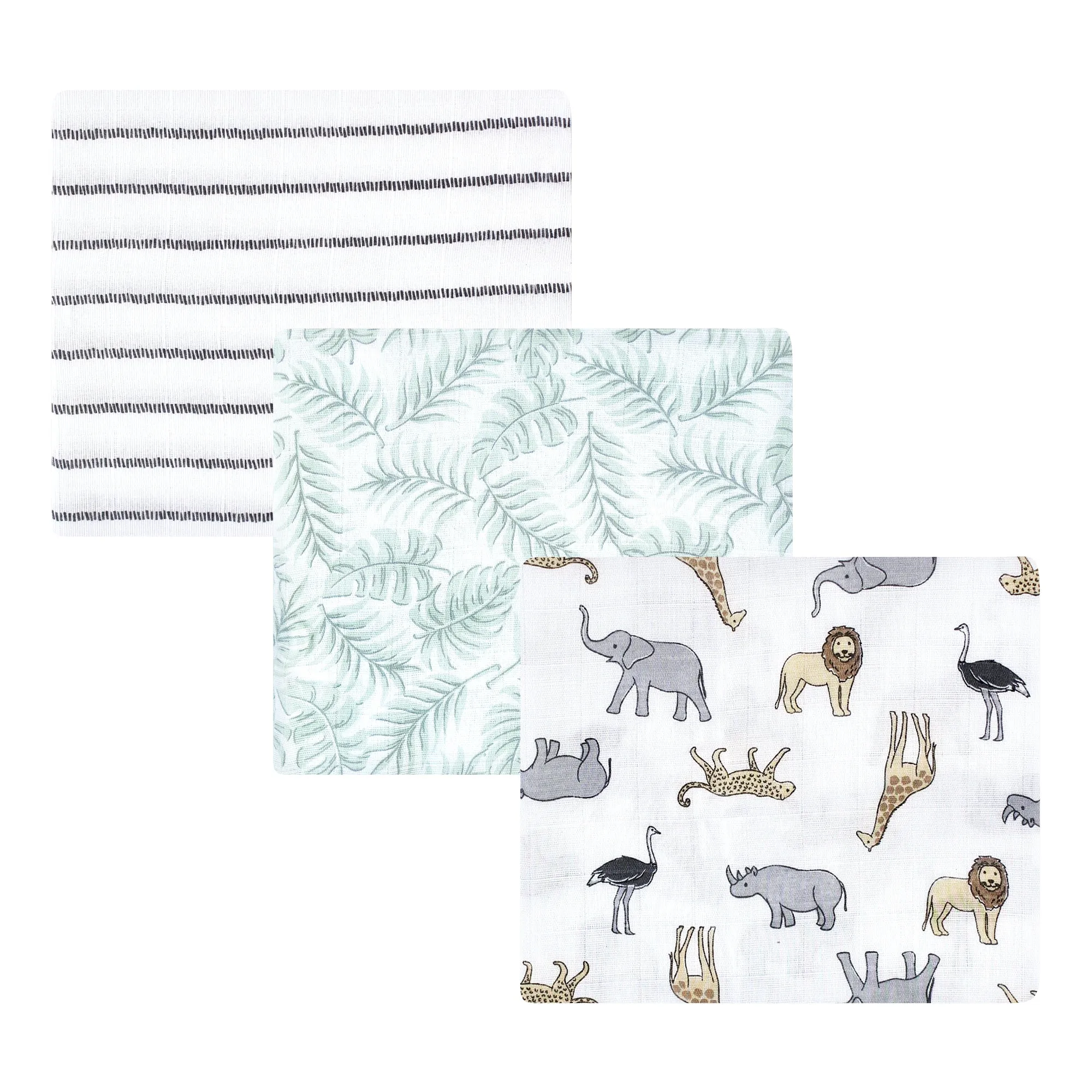 Hudson Baby Cotton Muslin Swaddle Blankets, Modern Neut Safari