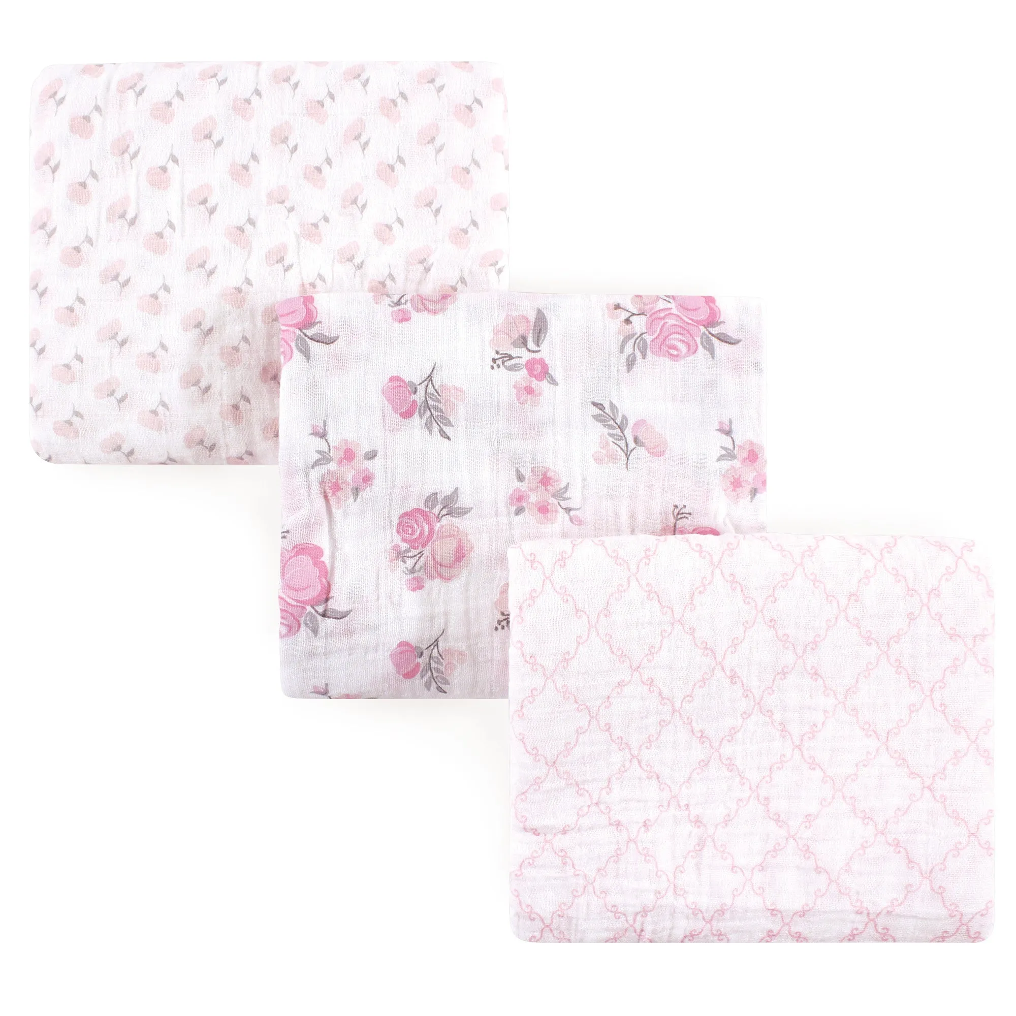 Hudson Baby Cotton Muslin Swaddle Blankets, Pastel Floral