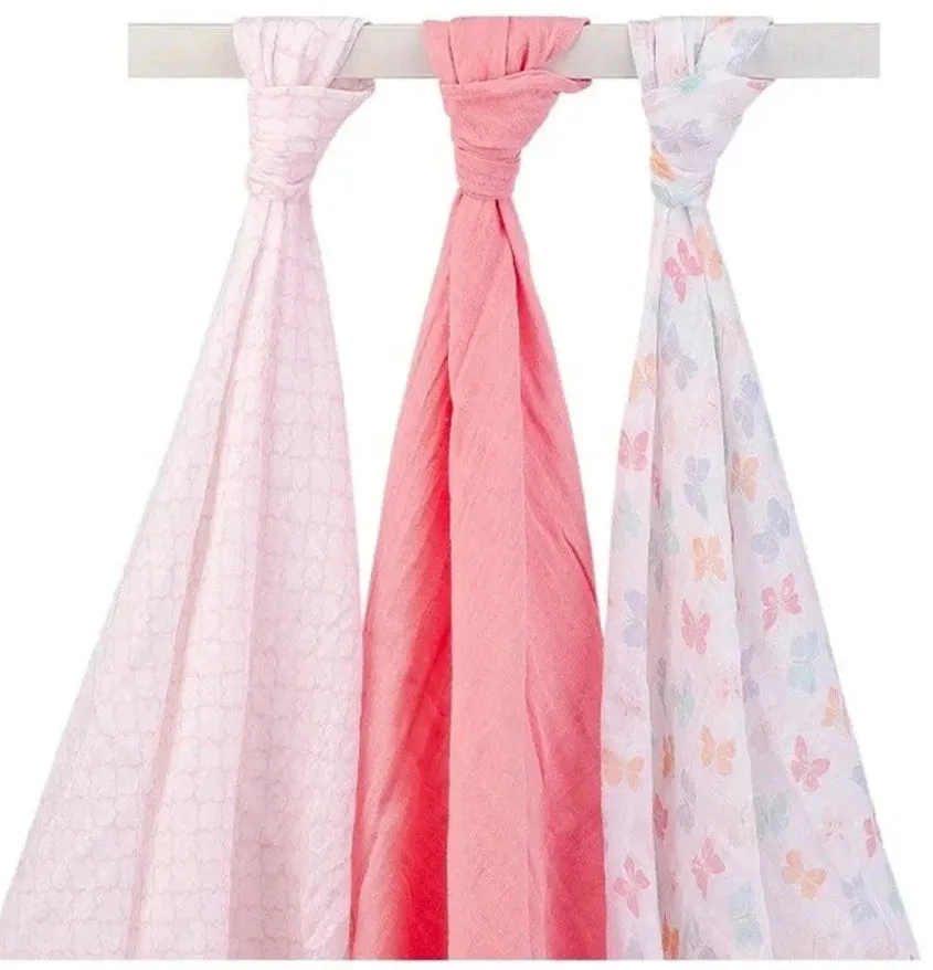 Hudson Baby Muslin Swaddle Blanket Gift 3pc - Butterfly