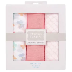 Hudson Baby Muslin Swaddle Blanket Gift 3pc - Butterfly