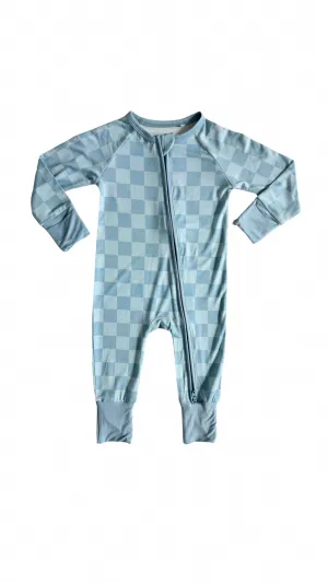 In My Jammers X Karrie Locher Blue Checker Zipper Romper