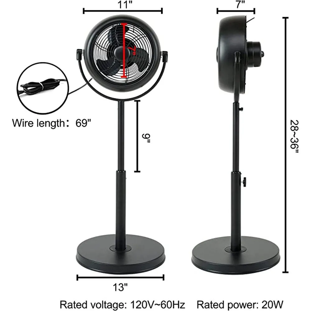 Industrial Retro Adjustable Height Pedestal Stand,8 Inch, Black