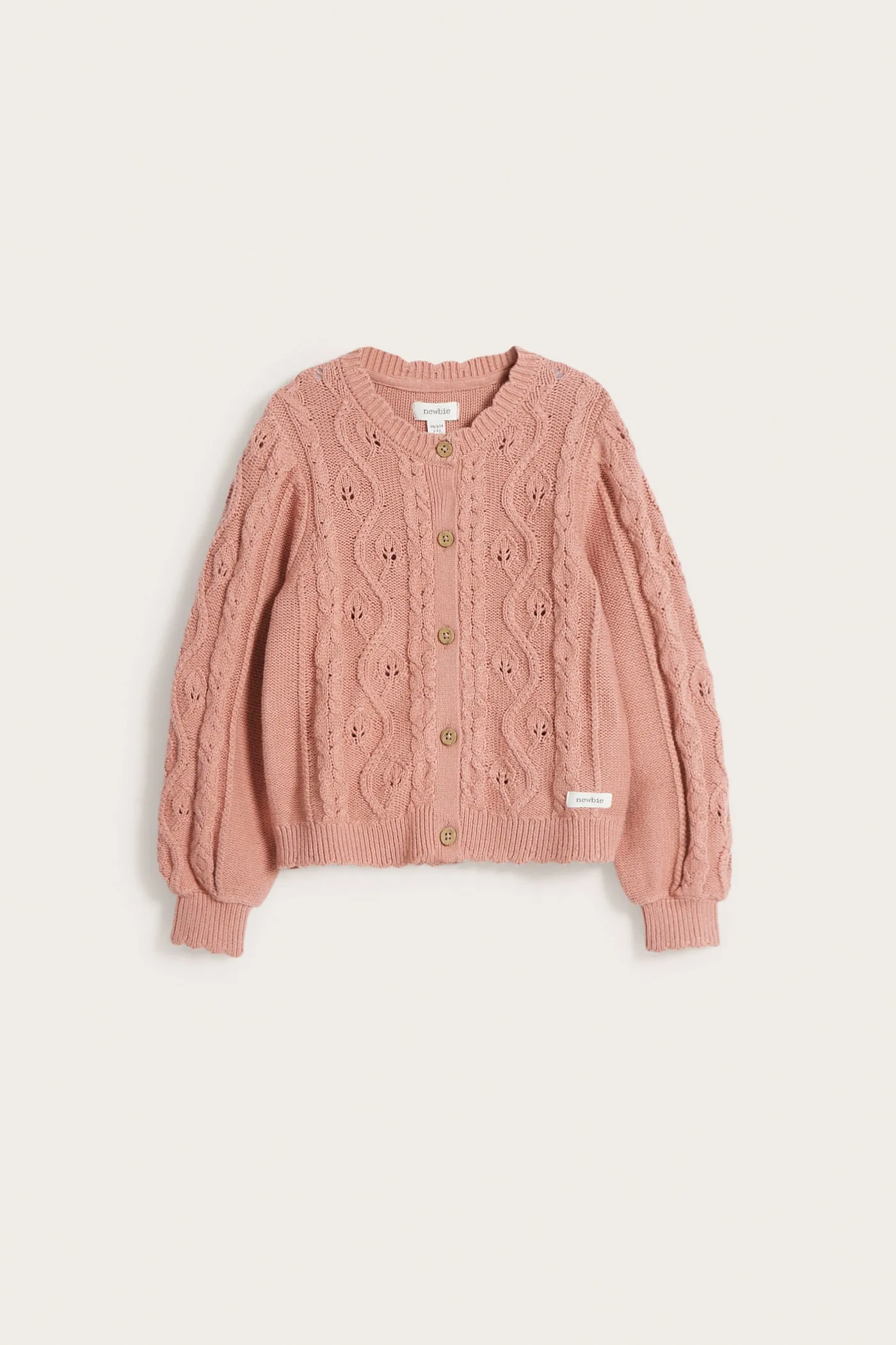 Kids pink cable-knit cardigan