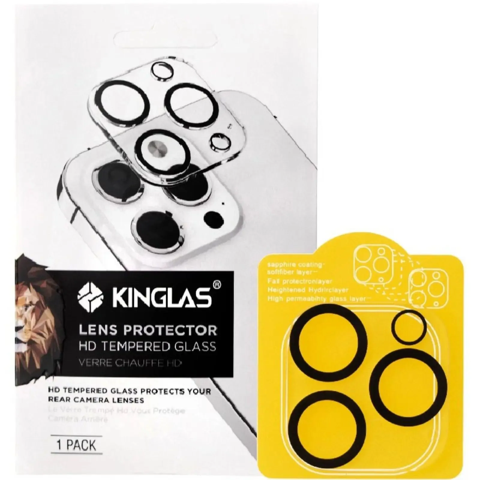 Kinglas Back Camera Lens HD Tempered Glass Black Circle for iPhone 14 Pro 14 Pro Max