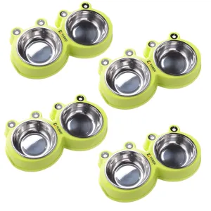 Kuber Industries Dog Food Bowl|Stainless Steel,PVC Material Dog Bowls|Non Slip,Durable,Sturdy,Non Toxic|Perfect Dog Accessories for Indoor & Outdoor Use|A1009G|Pack of 4|Green