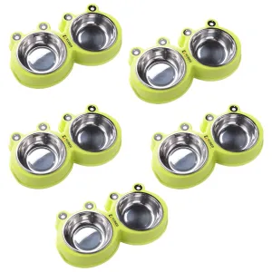 Kuber Industries Dog Food Bowl|Stainless Steel,PVC Material Dog Bowls|Non Slip,Durable,Sturdy,Non Toxic|Perfect Dog Accessories for Indoor & Outdoor Use|A1009G|Pack of 5|Green