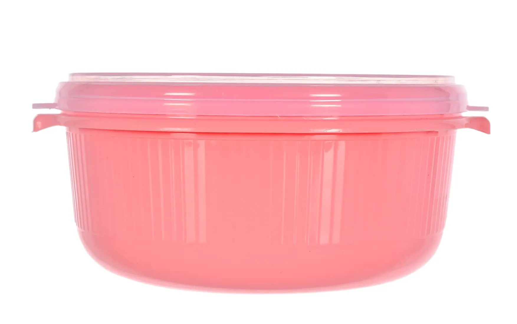 Kuber Industries Food Grade, Microwave & Freezer Safe Plastic Bowls, Food Storage Container Set With Lid, Set of 3 (3200ml, 1800ml, 1000ml) (Pink)-46KM0320