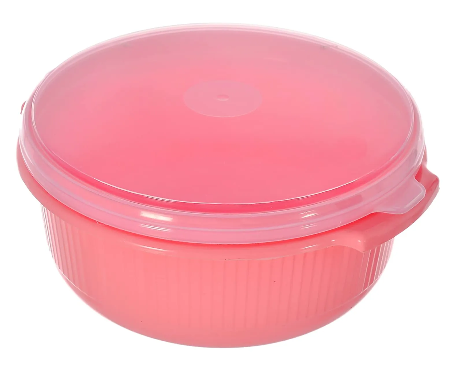 Kuber Industries Food Grade, Microwave & Freezer Safe Plastic Bowls, Food Storage Container Set With Lid, Set of 3 (3200ml, 1800ml, 1000ml) (Pink)-46KM0320