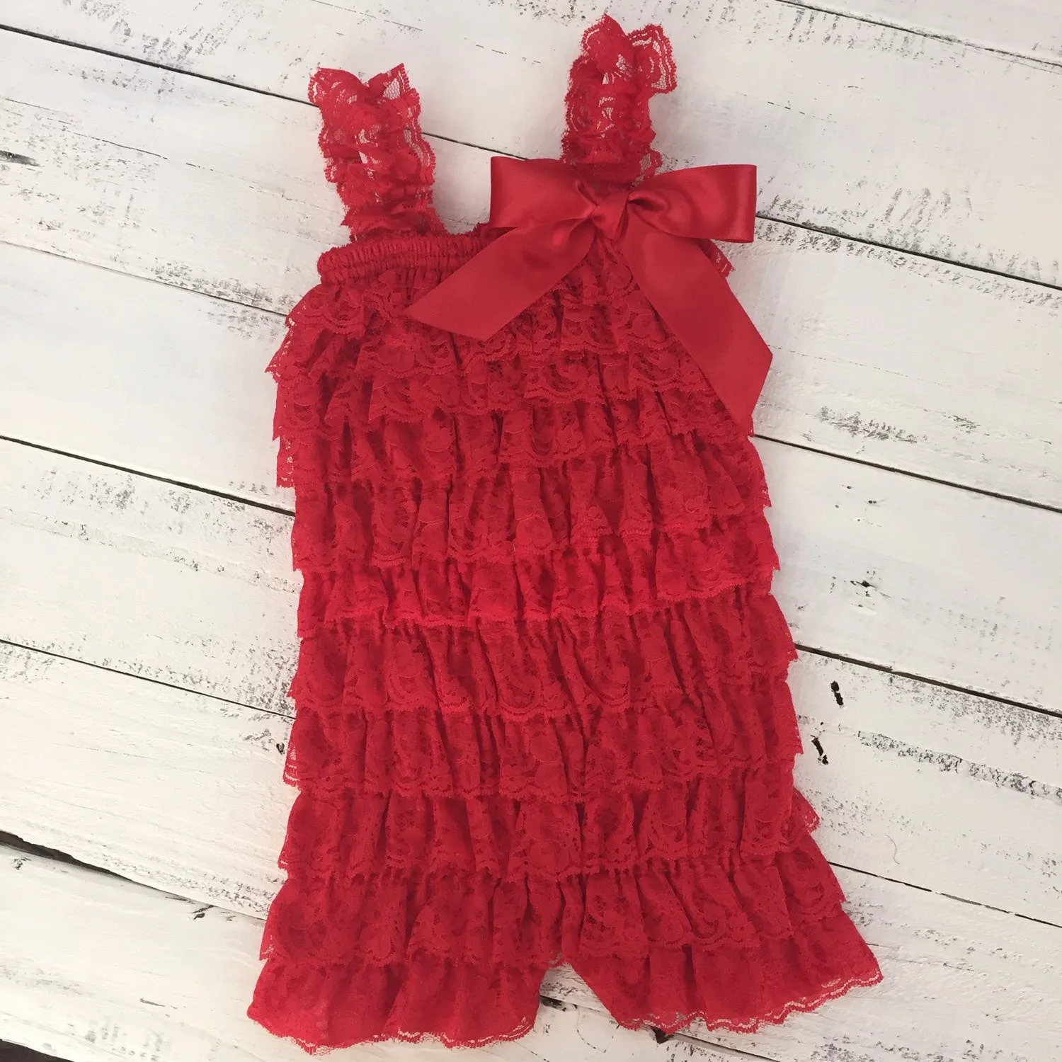 Lace Petti Romper - Red, Green, Ivory, Champagne