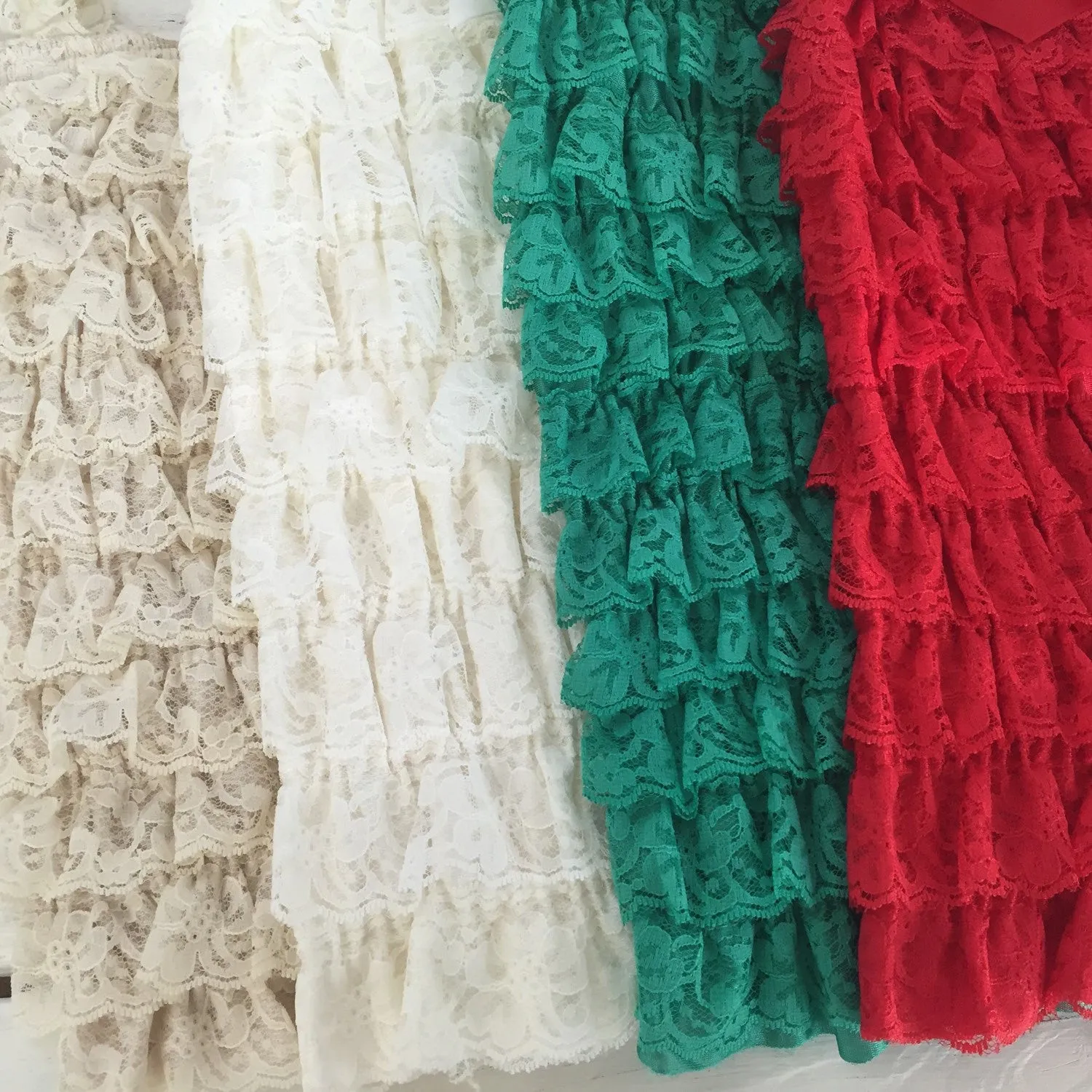 Lace Petti Romper - Red, Green, Ivory, Champagne