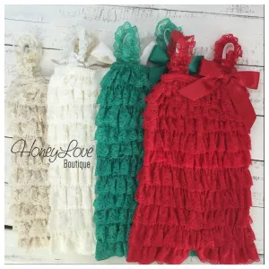 Lace Petti Romper - Red, Green, Ivory, Champagne