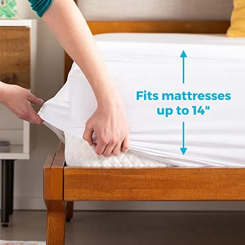 Linenspa Waterproof Smooth Top Premium Full Mattress Protector, Breathable & Hypoallergenic Full Mattress Covers - Packaging May Vary,White