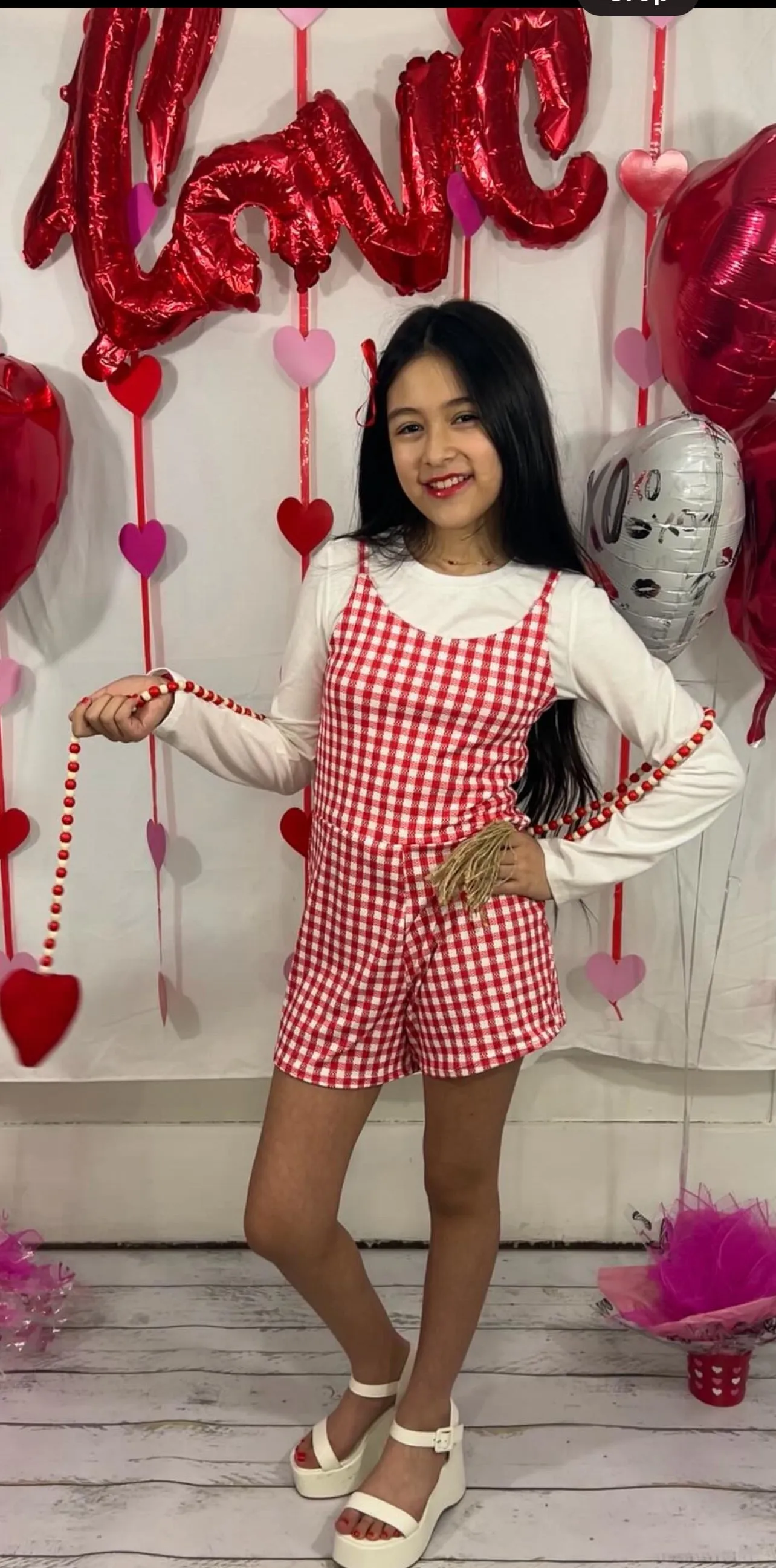 Liv Gingham Romper in Red