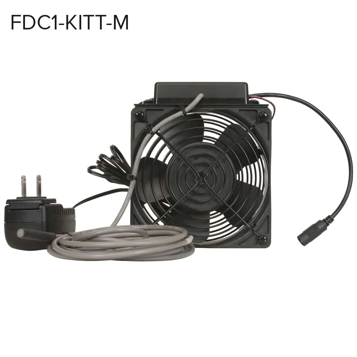 Lowell Mfg DC Standalone Fan, (1) 4.7in Fan, 73cfm total, 33dB, universal power supply w adaptors, Thermostat Probe