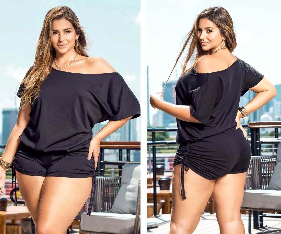 Mapale 5736X Curvy Size Romper Color Black