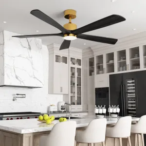 Modern Ceiling Fan With 5 Solid Wood Blades And Lights