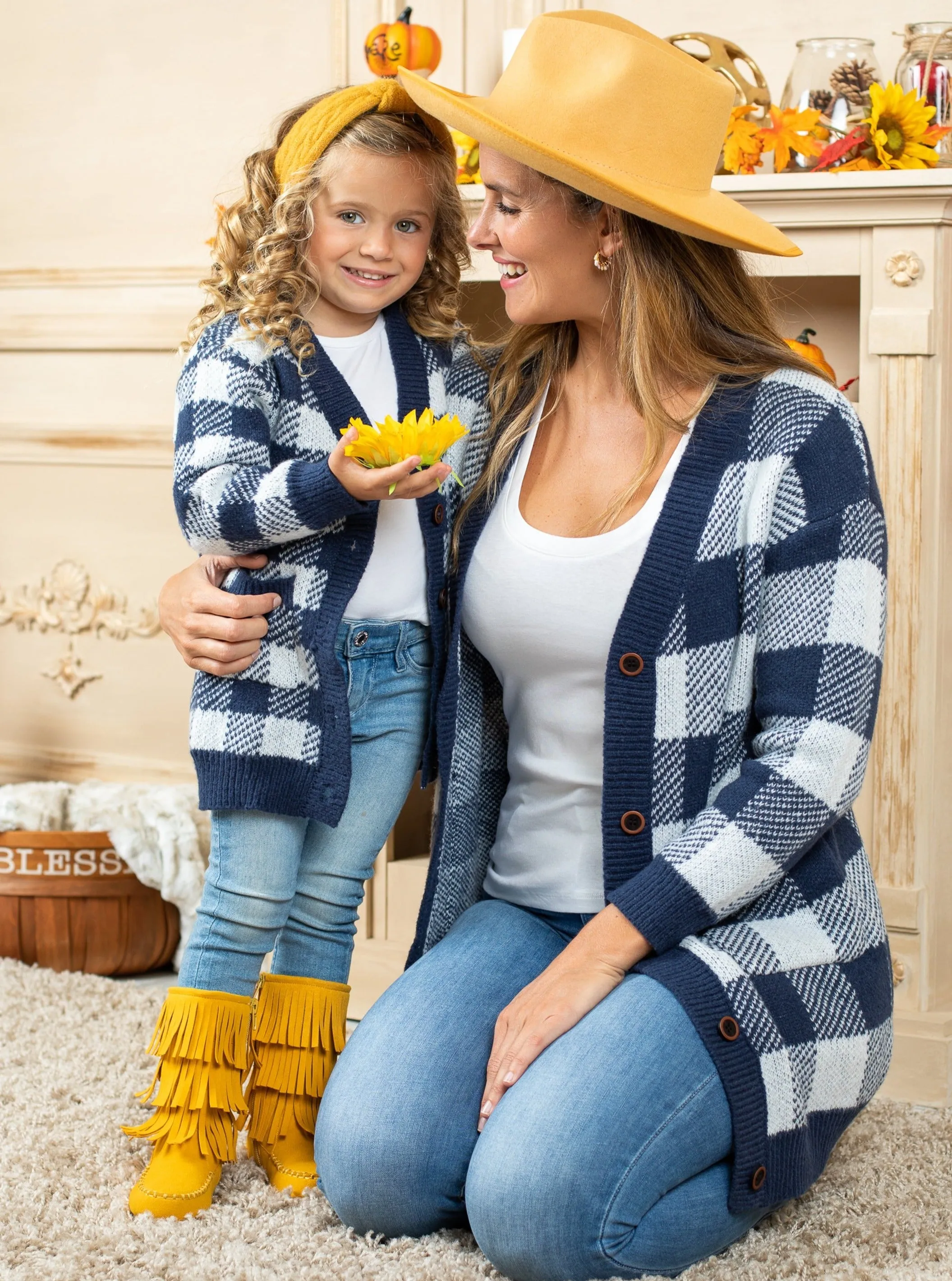 Mommy and Me Falling Leaves Oversized Cardigans