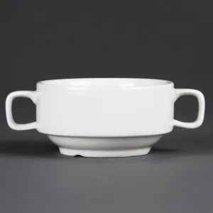 Olympia Whiteware Soup Bowls With Handles 400ml (Pack of 6) - C239