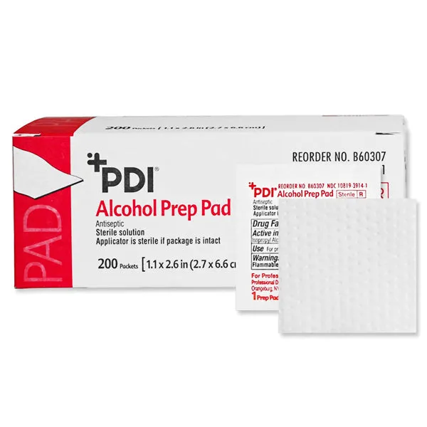 PDI Alcohol Prep Pads, Medium Sterile 200/box