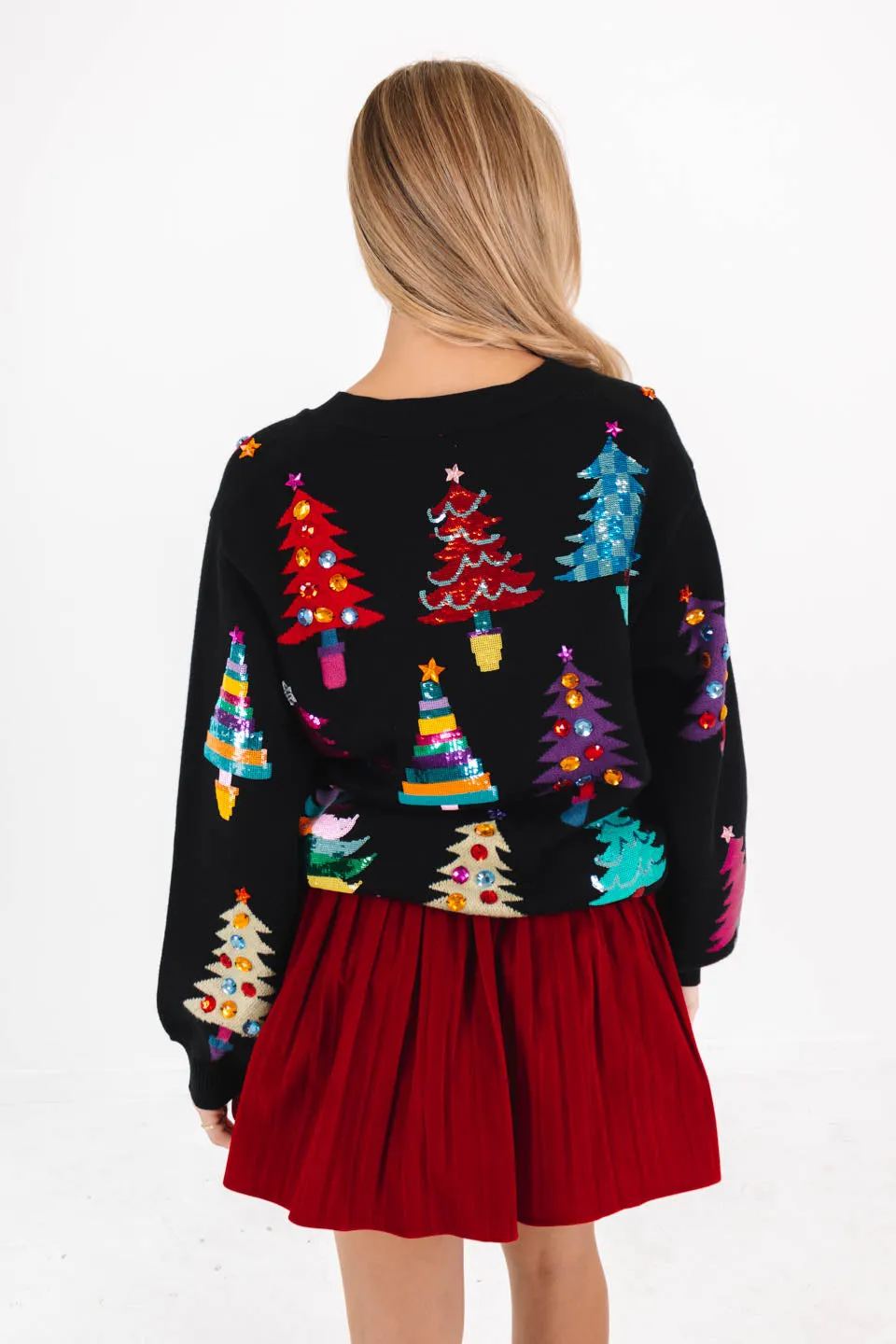 Queen Of Sparkles Tree Cardigan - Black