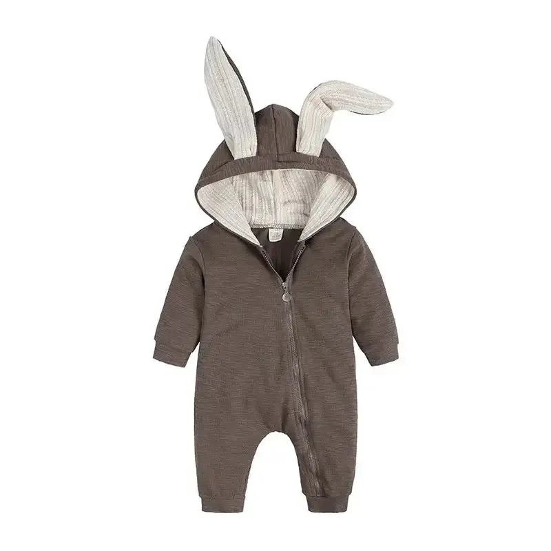 Rabbit Ear Hooded Baby Rompers^