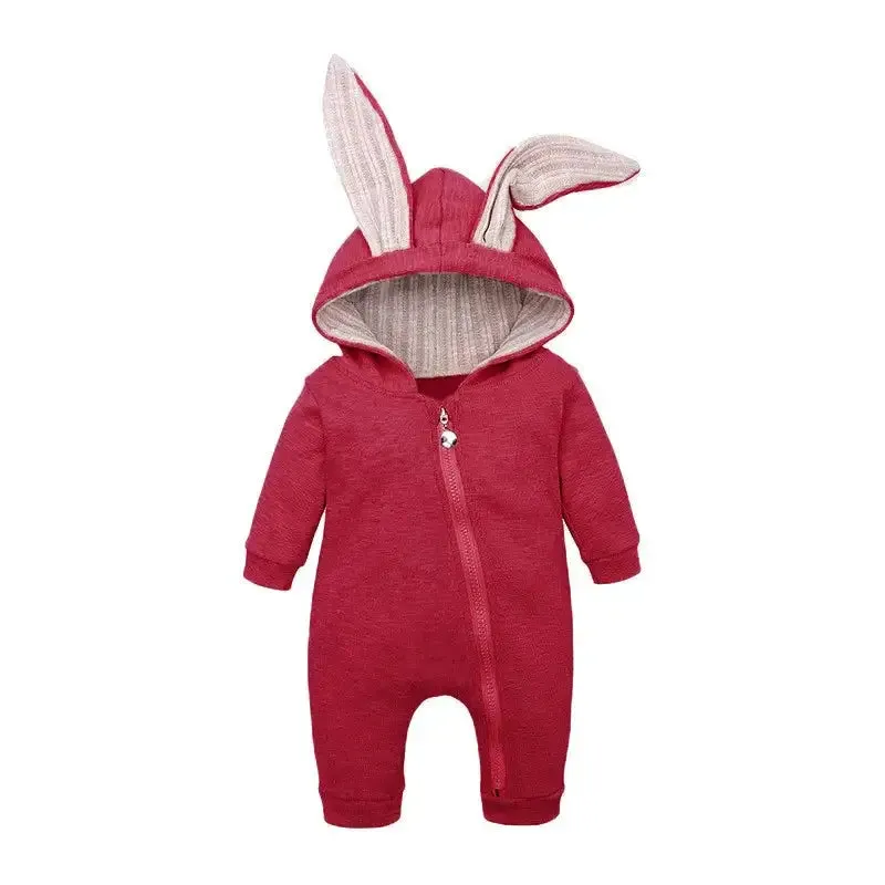 Rabbit Ear Hooded Baby Rompers^