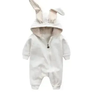 Rabbit Ear Hooded Baby Rompers^