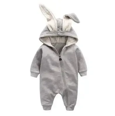 Rabbit Ear Hooded Baby Rompers^