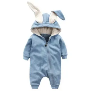 Rabbit Ear Hooded Baby Rompers^