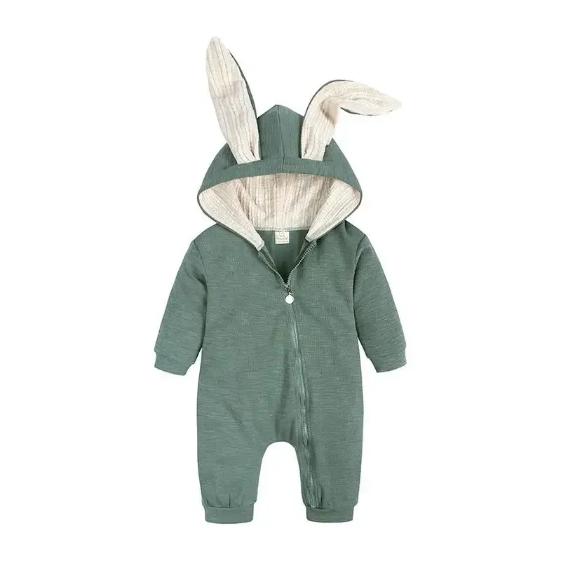 Rabbit Ear Hooded Baby Rompers^