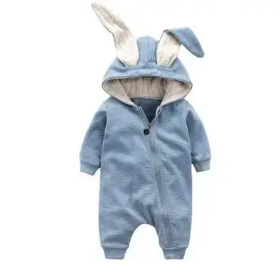 Rabbit Ear Hooded Baby Rompers^