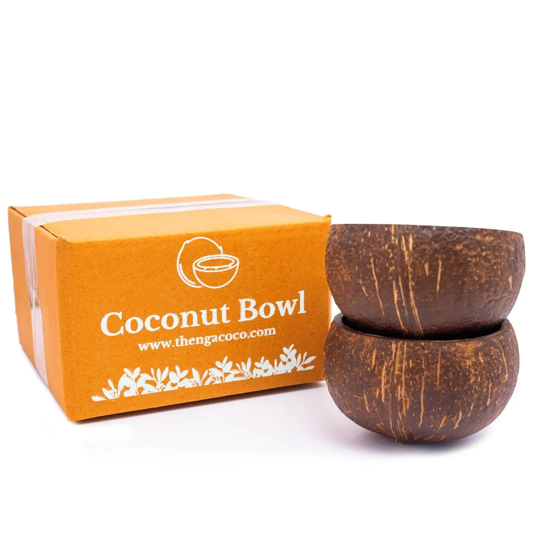 Raw Natural Coconut Shell Bowl- 350ml (Set of 2)