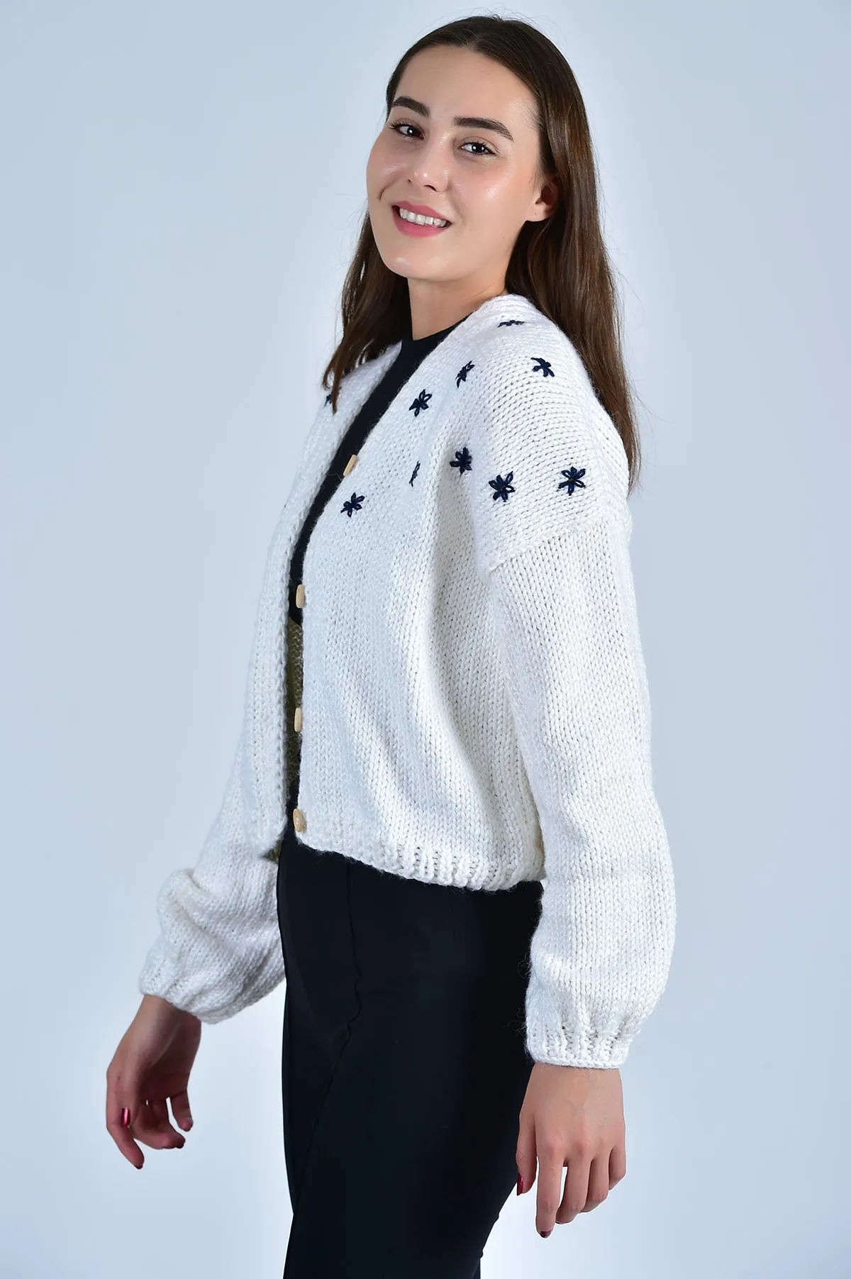 SISTER BLOOM NAVY FLORAL Button Front Cardigan