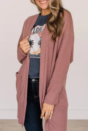 Solid Waffle Knit Pocketed Cardigan