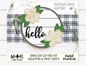 Southern Magnolia Overhanging Floral Sign Bundle - Seasonal Sign Making and DIY Kits - Cut File For Glowforge Lasers - Digital SVG File