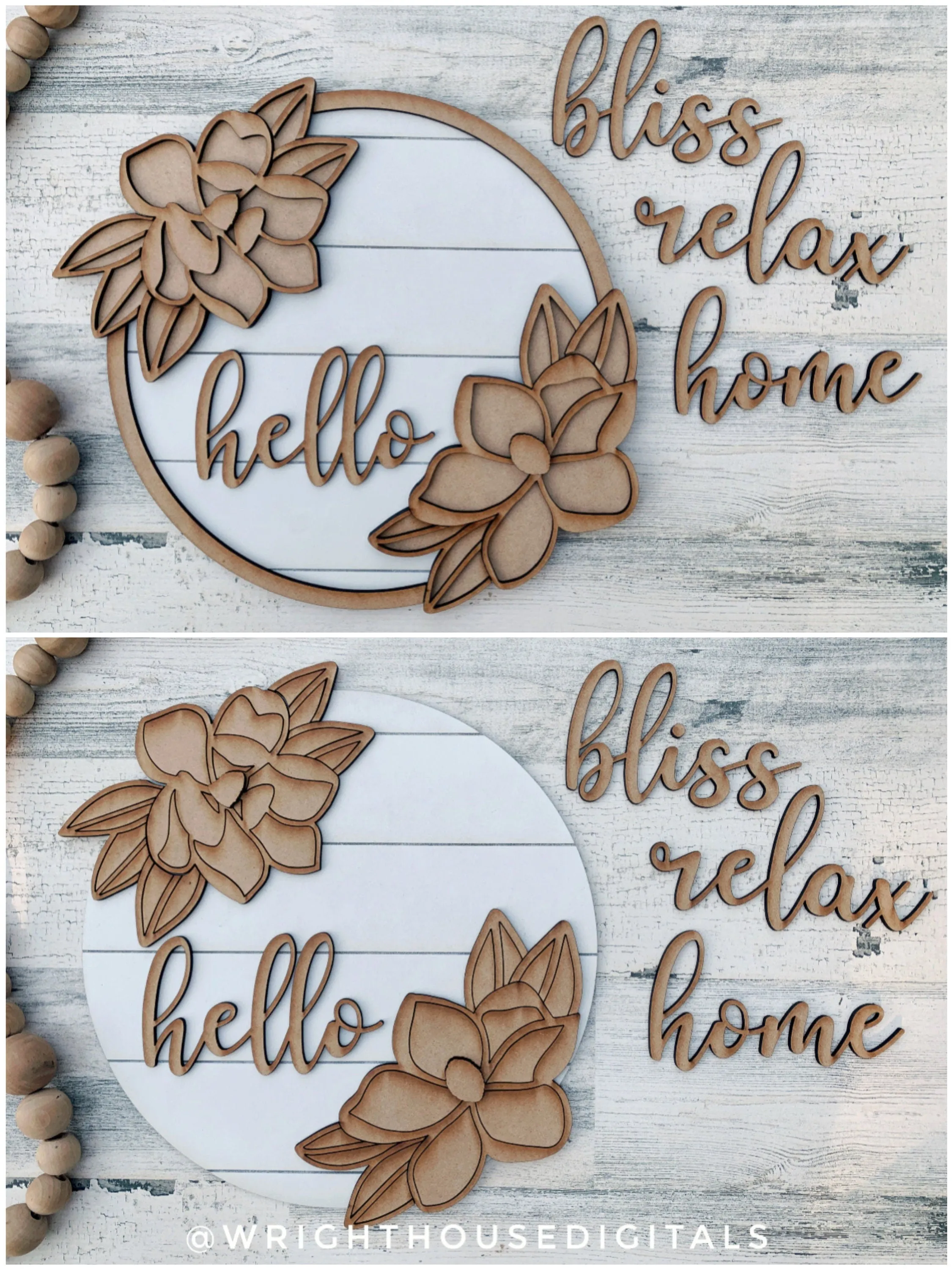 Southern Magnolia Overhanging Floral Sign Bundle - Seasonal Sign Making and DIY Kits - Cut File For Glowforge Lasers - Digital SVG File