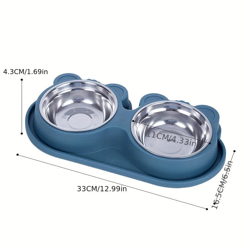 Stainless Steel Double Bowls with NonSlip Stand  Pet Feeding Essential