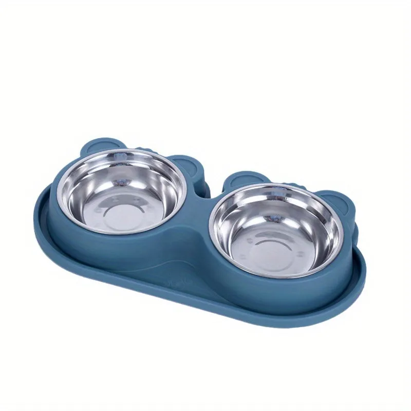 Stainless Steel Double Bowls with NonSlip Stand  Pet Feeding Essential