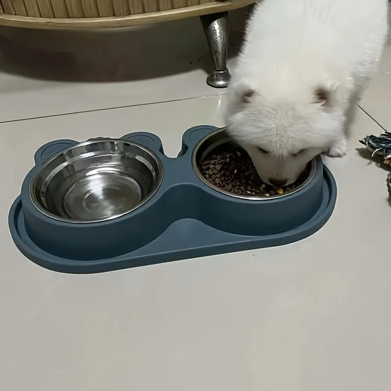 Stainless Steel Double Bowls with NonSlip Stand  Pet Feeding Essential