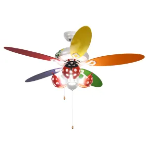 Tangkula 52"Ceiling Fan with Pull Chain Control, Kids Fan Light with 5 Colorful Blades and 3-Speed,Multi-Color