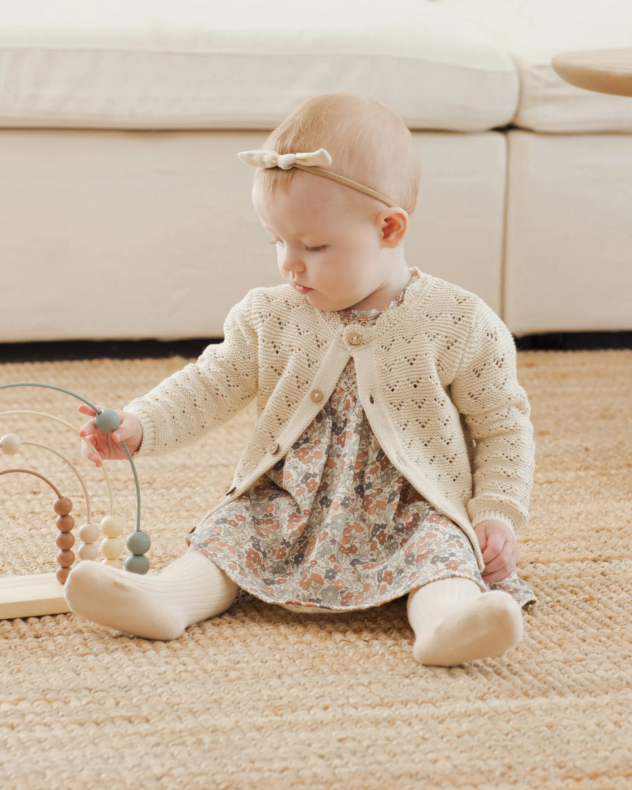 The Scalloped Cardigan by Quincy Mae - Natural - BABY