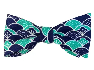 Turquoise & Navy Fans Bow Tie