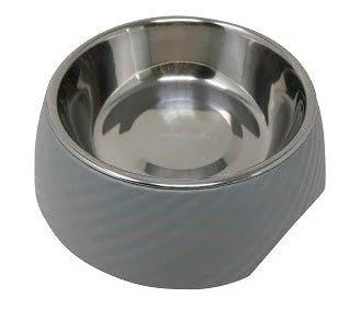 Twill Round Cat Dog Bowl - Grey S/L