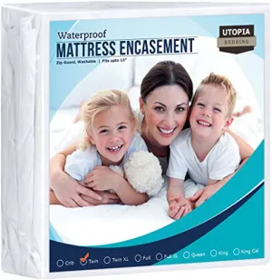 Utopia Bedding Zippered Mattress Encasement Twin - 100% Waterproof and Bed Bug Proof Mattress Protector - Absorbent, Six-Sided Mattress Cover