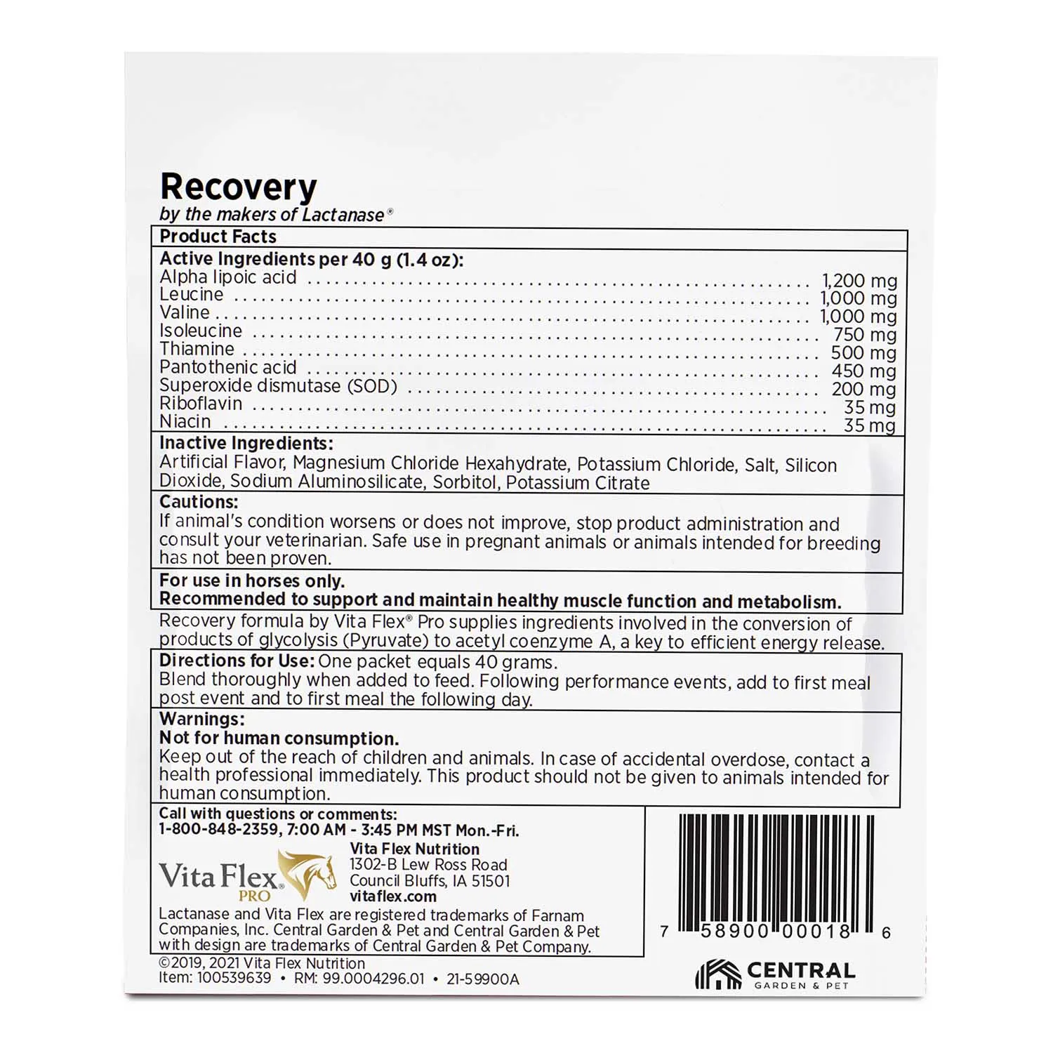 Vita Flex Pro Recovery Post Performance Supplement, Single Serve packet